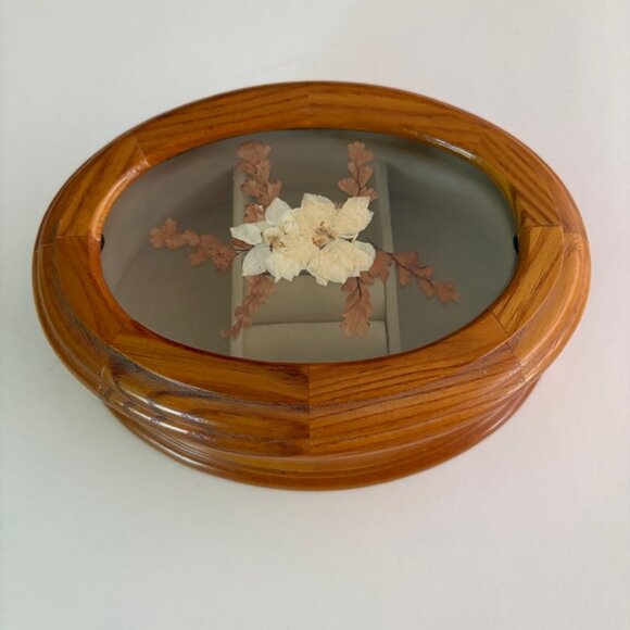 Vintage pressed flower wooden jewelry box - Picture 3 of 3